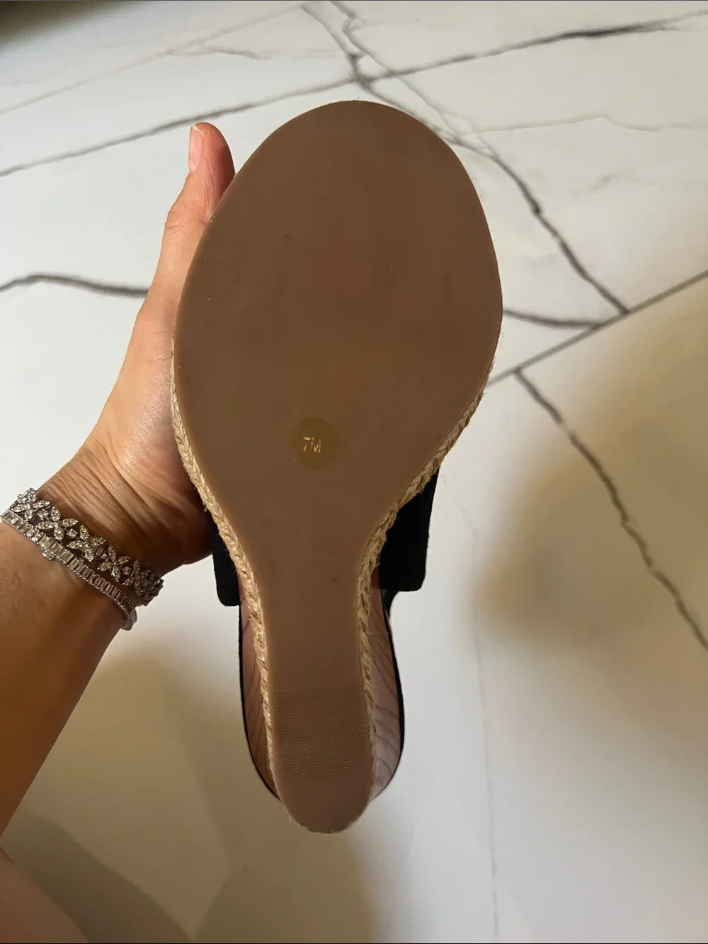 Tory Burch Black Suede Peep-Toe Espadrille Wedge Sandals